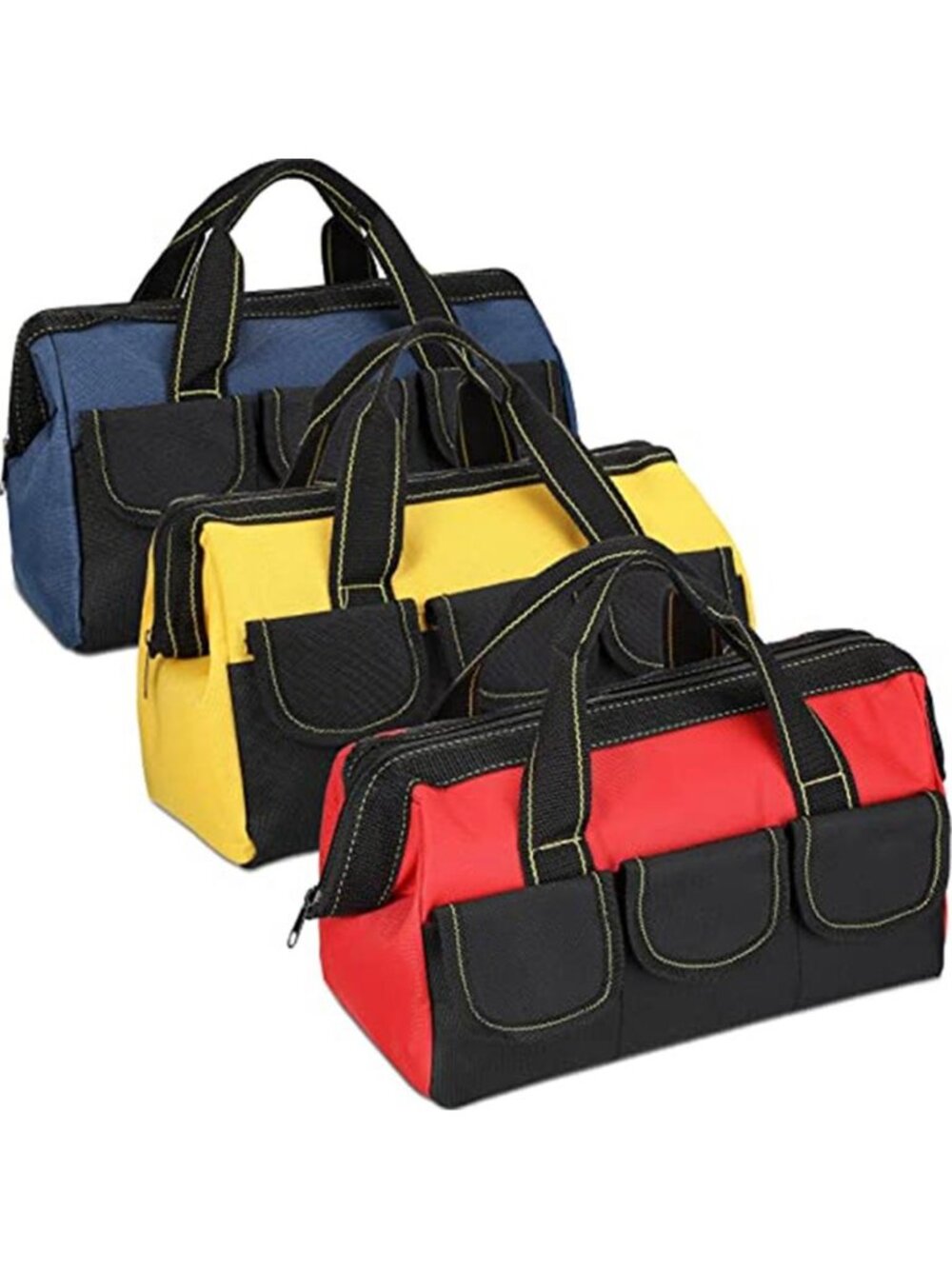 3 Pack Tool Bag Waterproof Heavy Duty Wide Mouth Tote Electrician Carpenter Bag